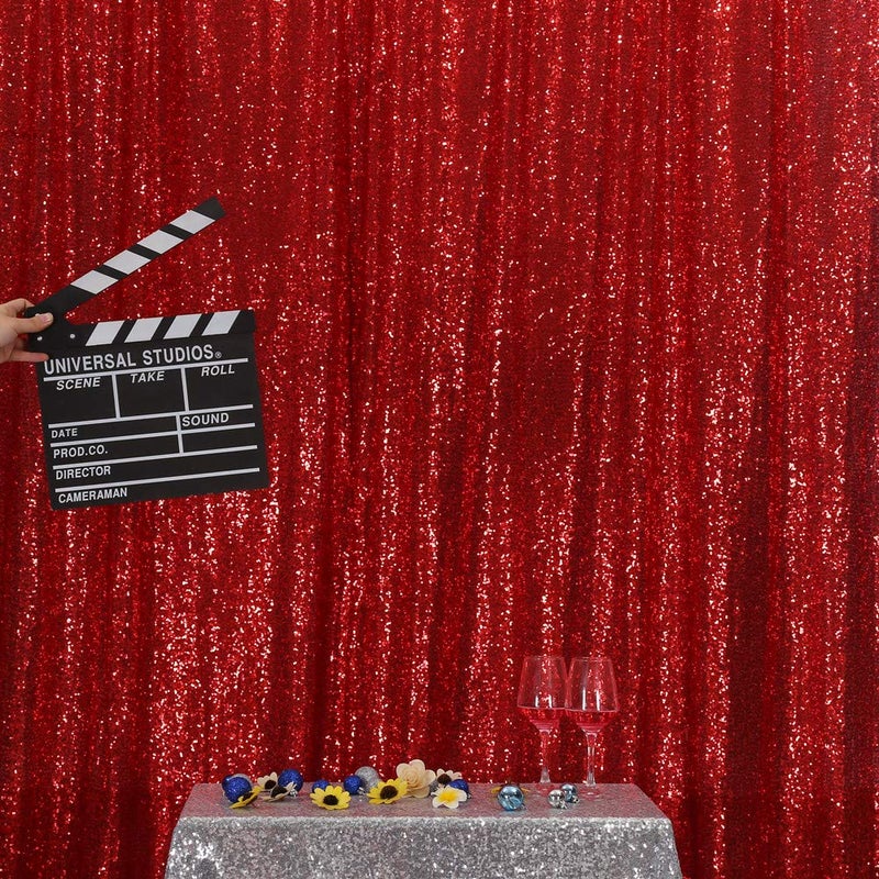 SquarePie Sequin Backdrop 8FT x 8FT Red Sparkly Background for Wedding Party - Image 4